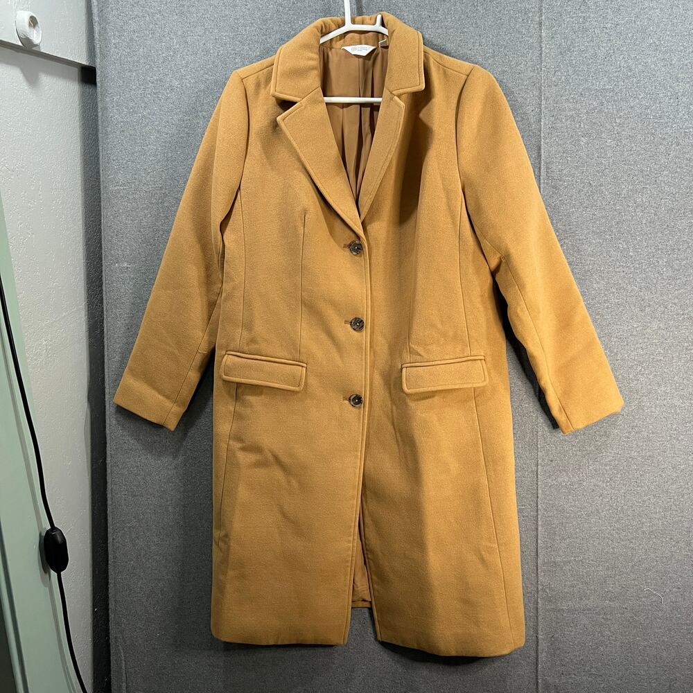 Candace Cameron Bure Regular Button-Front Tailored Coat Desert Ochre Size Medium